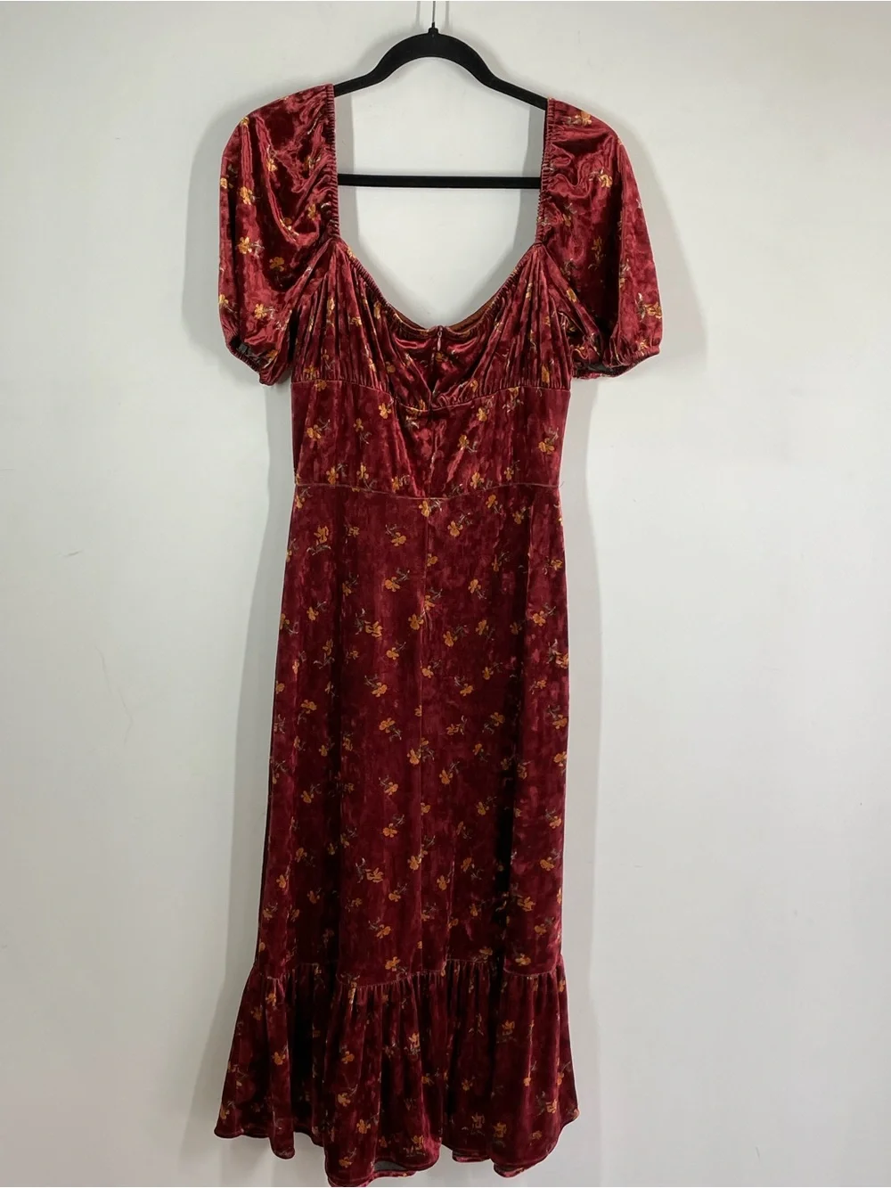 Lait Collection Velvet Floral Maxi Dress Cottagecore Whimsigoth Romantic Large - Picture 10 of 16
